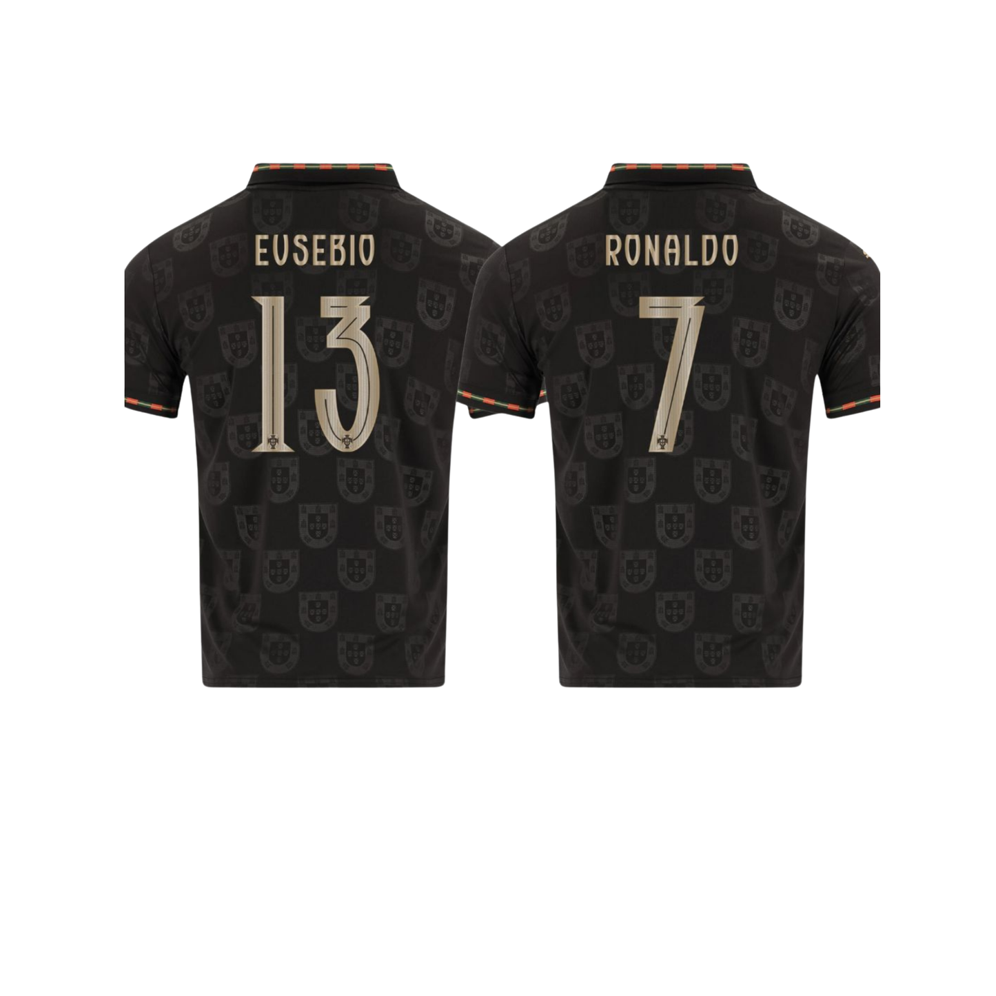 Portugal World Cup Fan Jersey Black Panther 2026 #13 Eusebio and #7 Ronaldo