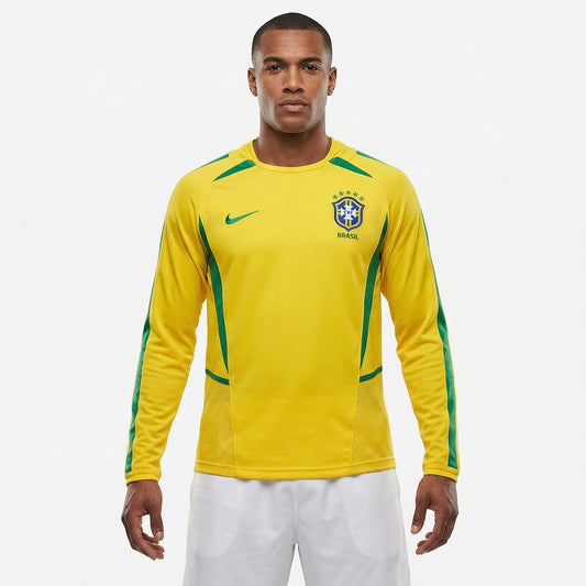 Jersey Brazil 2002 Home Retro Long Sleeve